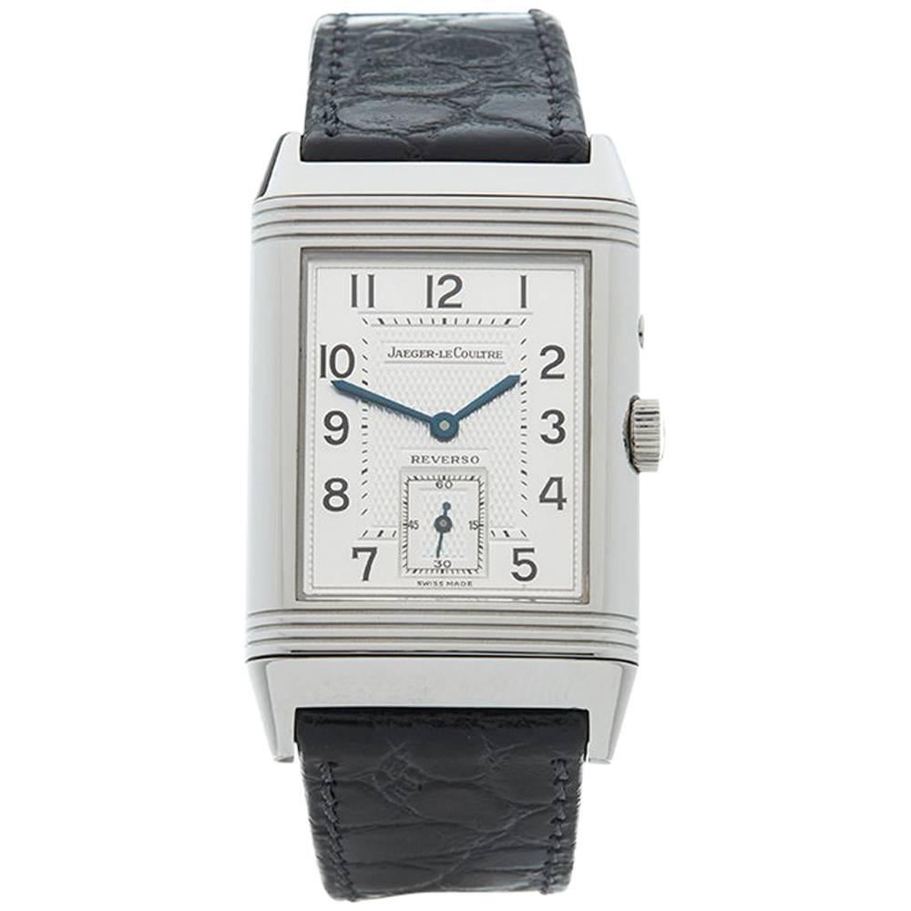 Jaeger LeCoultre Stainless Steel Reverso Night and Day Mechanical wristwatch