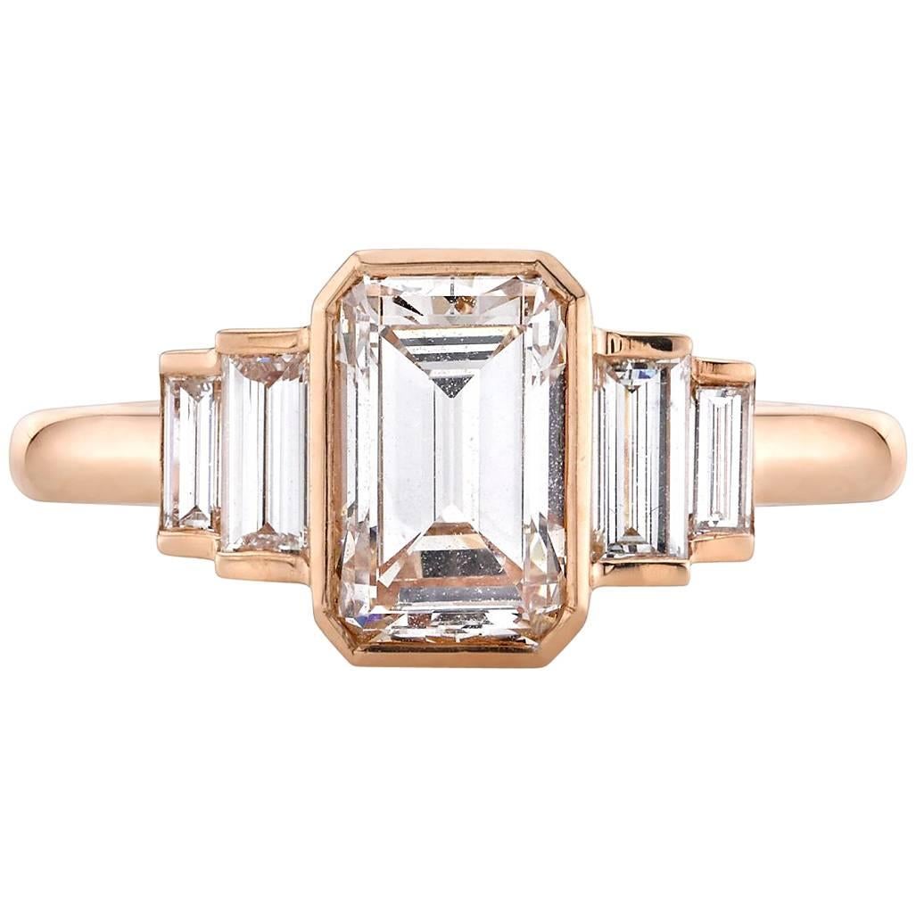 Rose Gold Emerald Cut Diamond Engagement Ring