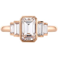 Rose Gold Emerald Cut Diamond Engagement Ring