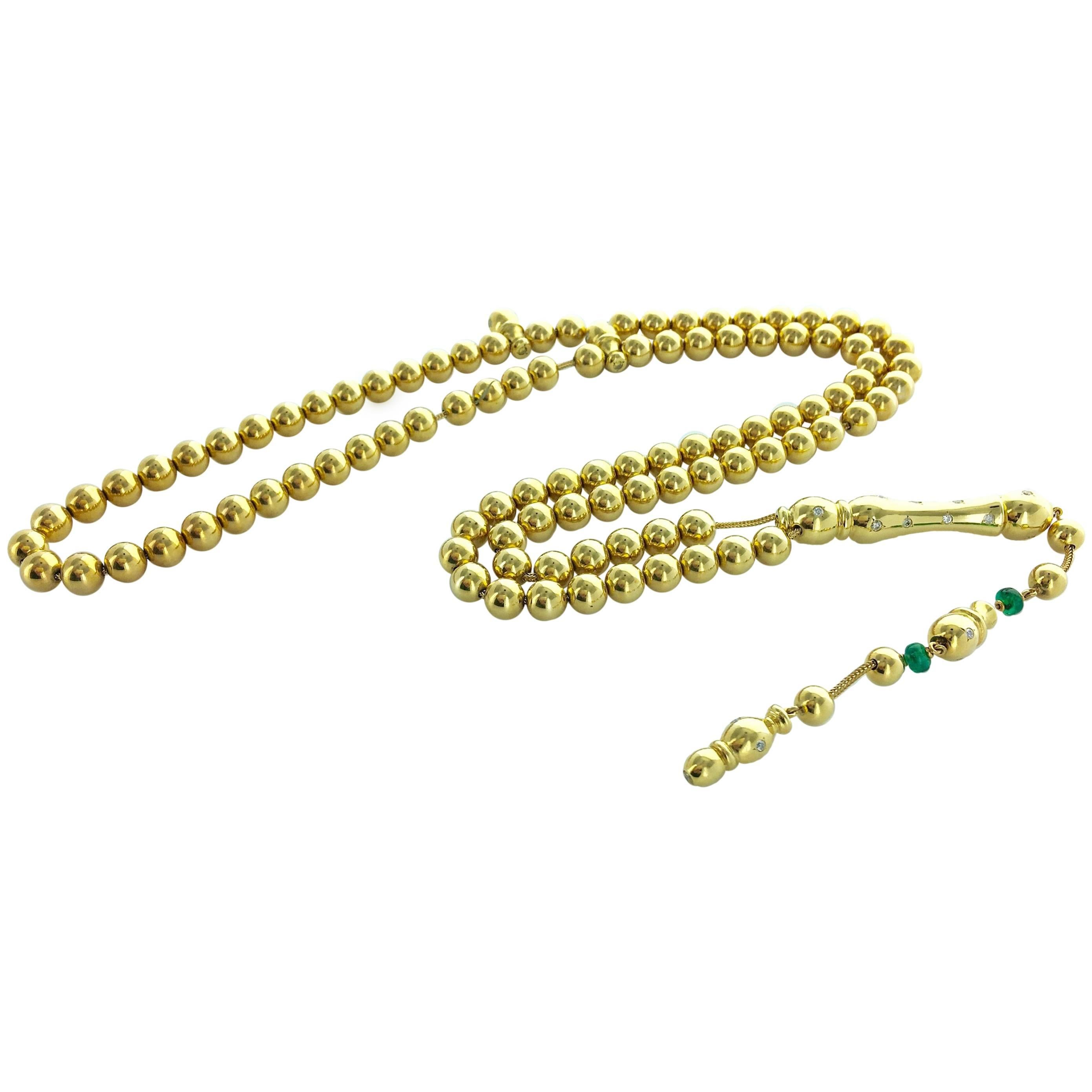 1960s Emerald Diamond Fancy Yellow Color Diamond Yellow Gold Necklace