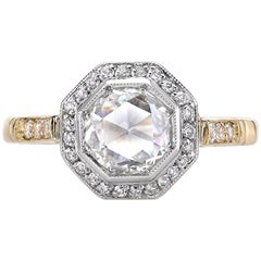 Two-Tone Rose Cut Diamond Engagement Ring 11