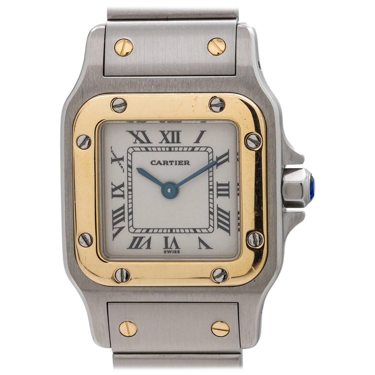 Cartier Ladies Gold Stainless Steel Santos Galbe Quartz Wristwatch, circa 2000