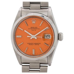 Rolex Stainless Steel Oyster Perpetual Orange Sherbert Automatic Wristwatch