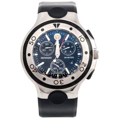 Movado stainless Steel Chronograph 200 Meters Diving Quartz Wristwatch