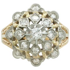 1940s 0.70 Carat Diamond 18 Karat Yellow Gold 18 Karat White Gold Set Dress Ring