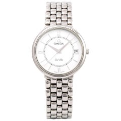 Omega Stainless Steel De Ville Classical Round Ultra Thin Quartz Wristwatch