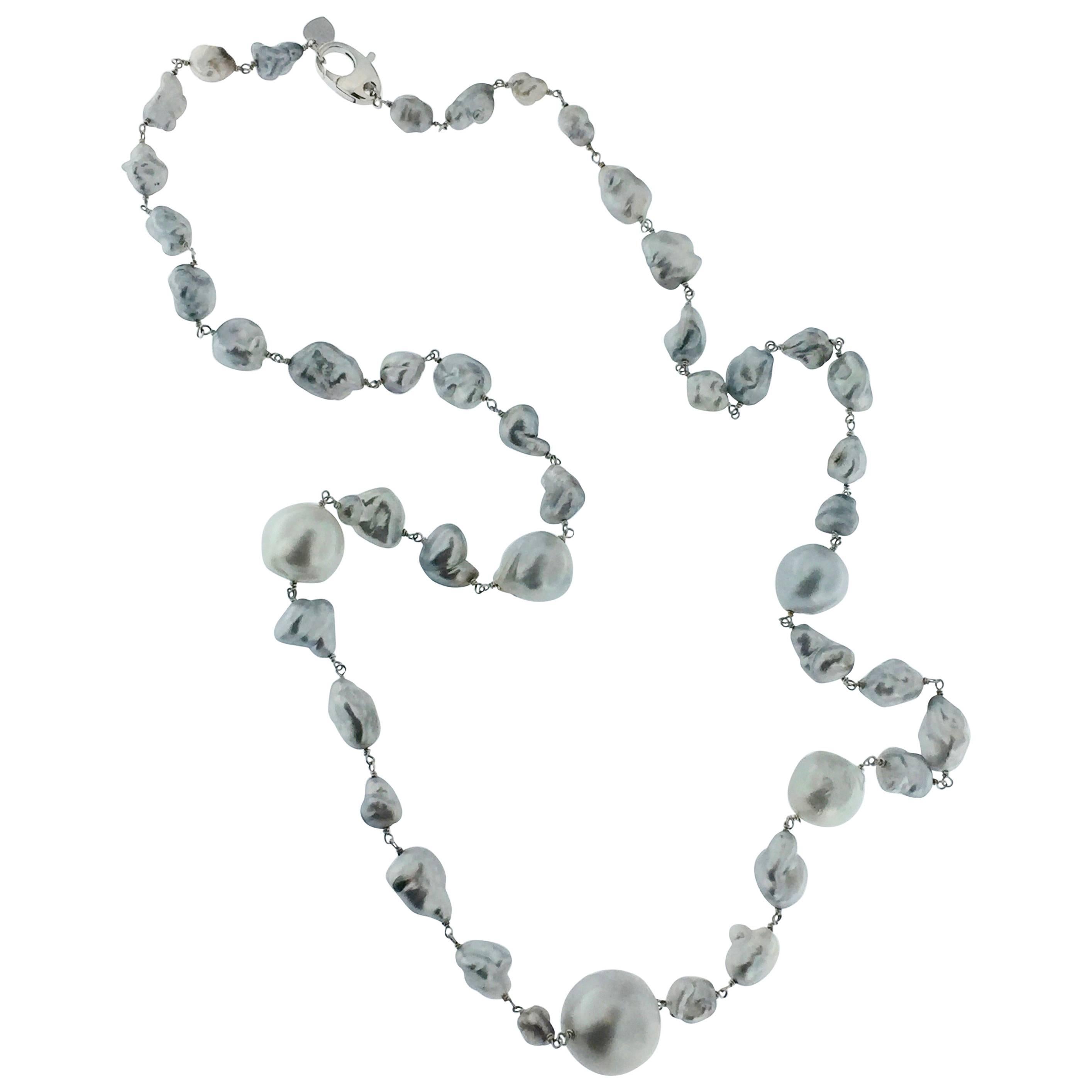 Jona Baroque South Sea Pearl 18 Karat White Gold Necklace