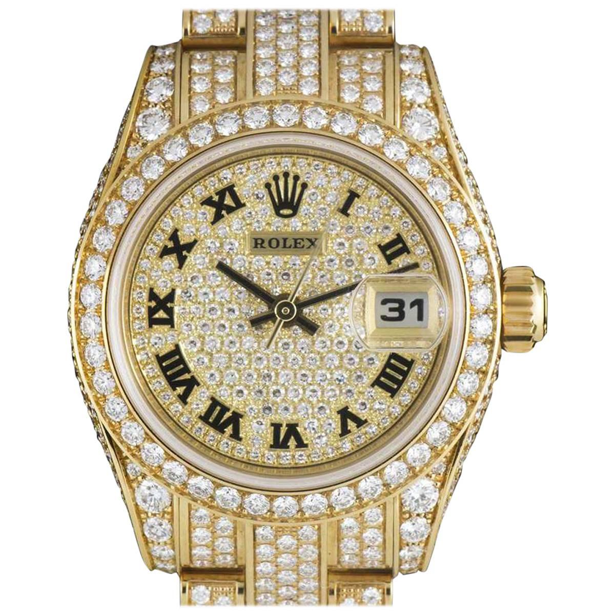 Rolex Yellow Gold Diamond Datejust Unworn Fully Loaded Automatic Wristwatch