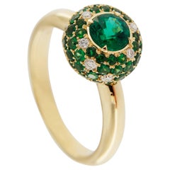 Jona Emerald White Diamond Tsavorite 18 Karat Yellow Gold Ring