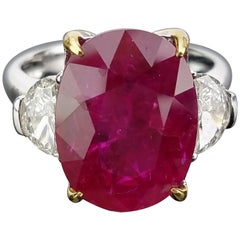 Gubelin Certified 8.00 Carat No Heat Burma Ruby Diamond Ring