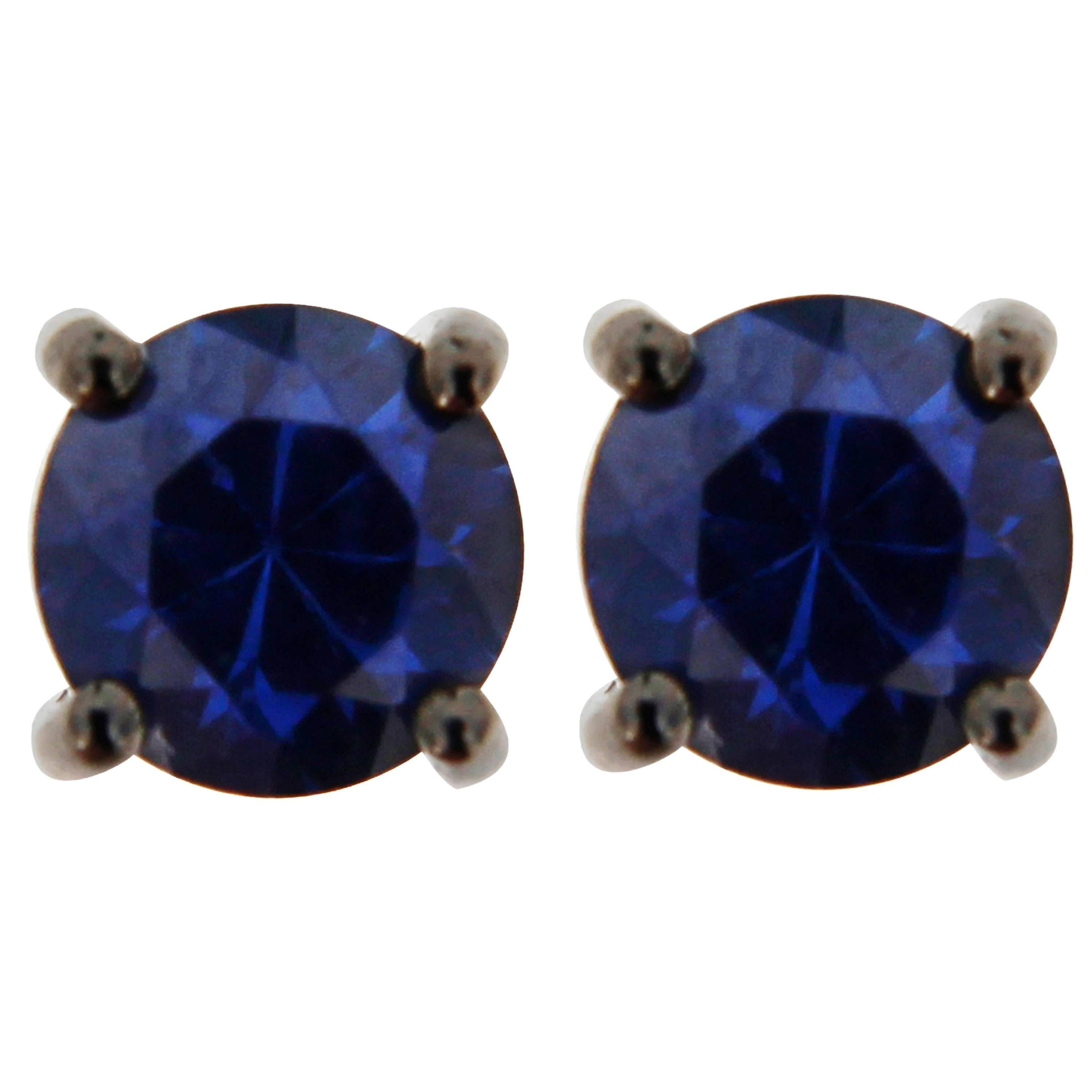 Jona Blue Sapphire 18 Karat White Gold Stud Earrings