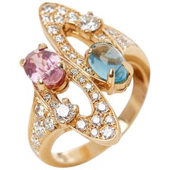 Bulgari 18 Karat Yellow Gold Multi-Gemstone Allegra Dress Ring 