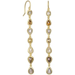 Faye Kim Milky Diamond Gold Line Earrings