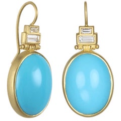 Faye Kim Diamond Turquoise Earrings