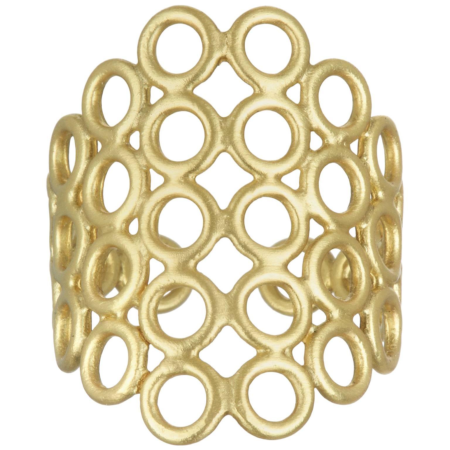 Faye Kim 18 Karat Gold Mesh Ring For Sale