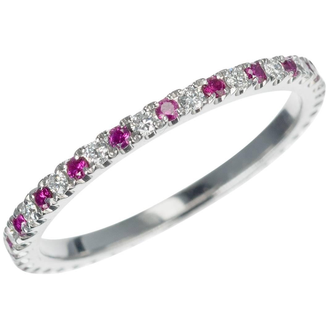 Kwiat Ruby and Diamond Band in 18 Karat White Gold For Sale