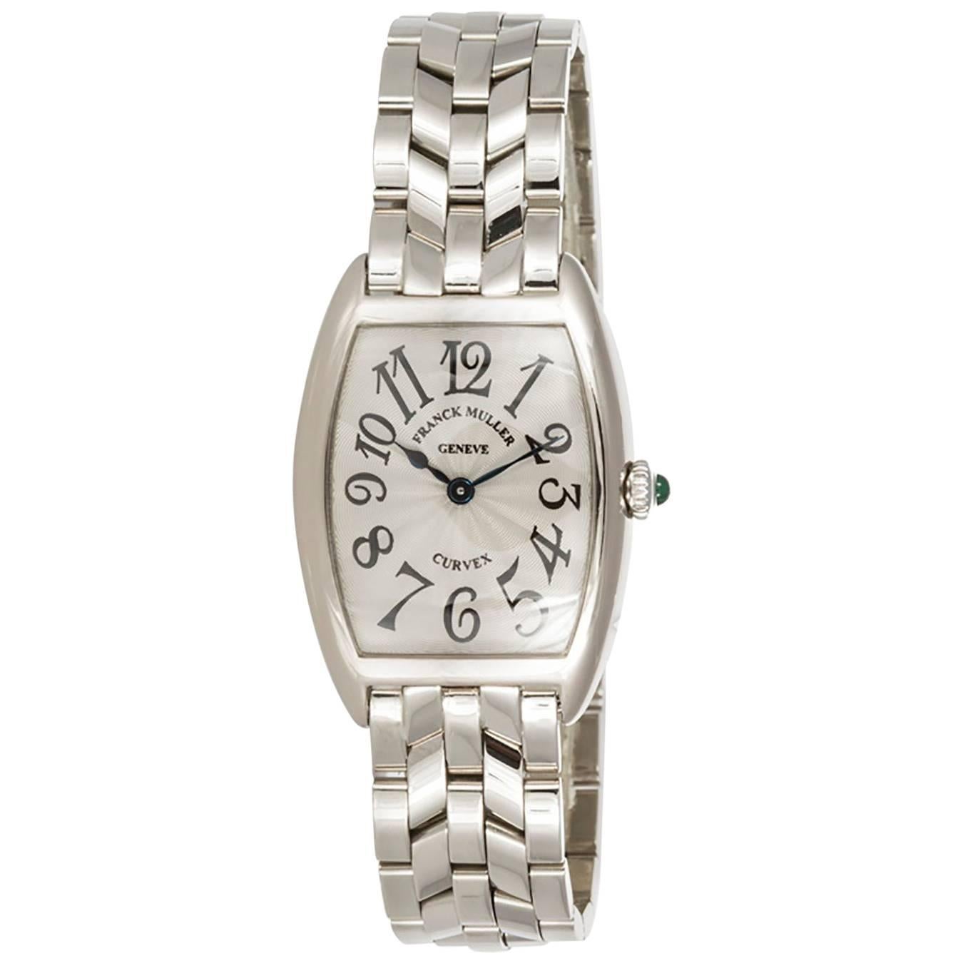 Franck Muller Ladies 18k White Gold Cintree Curvex Wristwatch Ref 1752QZ 