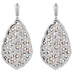 Lace Motif Diamond Rose Gold Earrings