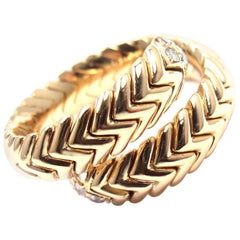 Bulgari Spiga Diamond Snake Yellow Gold Band Ring