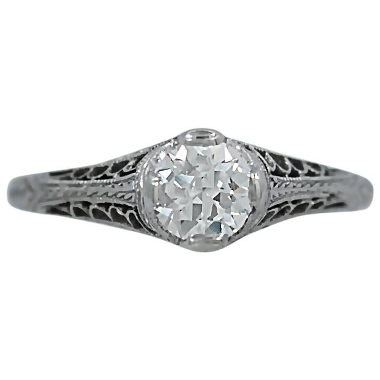 .55 Carat Diamond Antique Engagement Ring Platinum