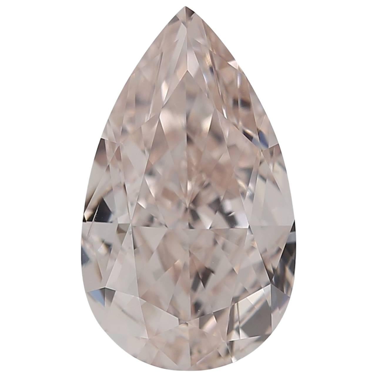 GIA Certified 4.18 Carat Fancy Light Orangy Pink Pear Shape VS2 Diamond