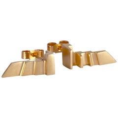 Emer Roberts Gold Sculptural Art Deco Earrings