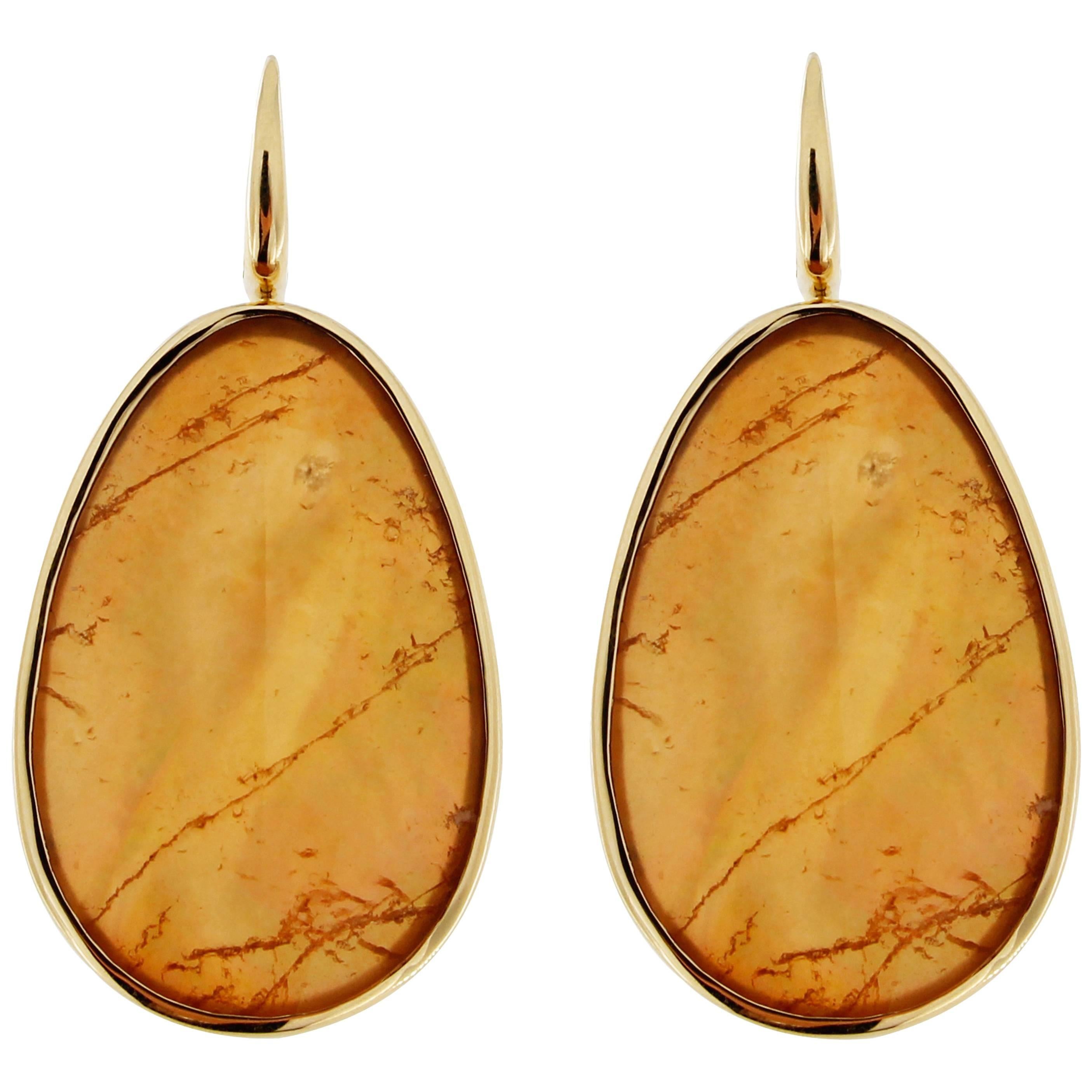 Jona Yellow Jade & Quartz Gold Drop Pendant Earrings