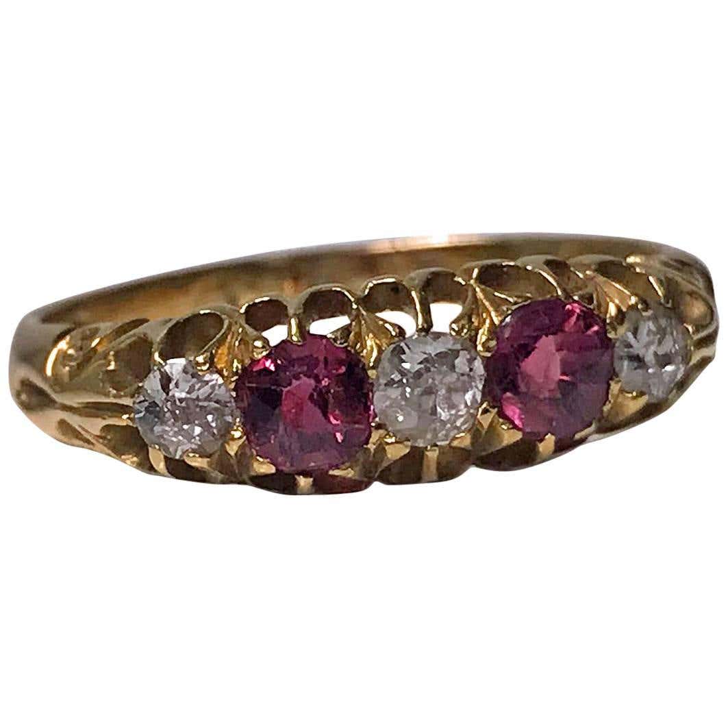 Antique Diamond Ruby Gold Ring For Sale at 1stDibs