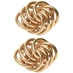 Pair of Sculptural Vintage 14 Karat Gold Pierced Lever Back Earrings