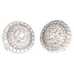 Italian 18 Karat Gold and Diamond Pierced Lever Back Dome Earrings