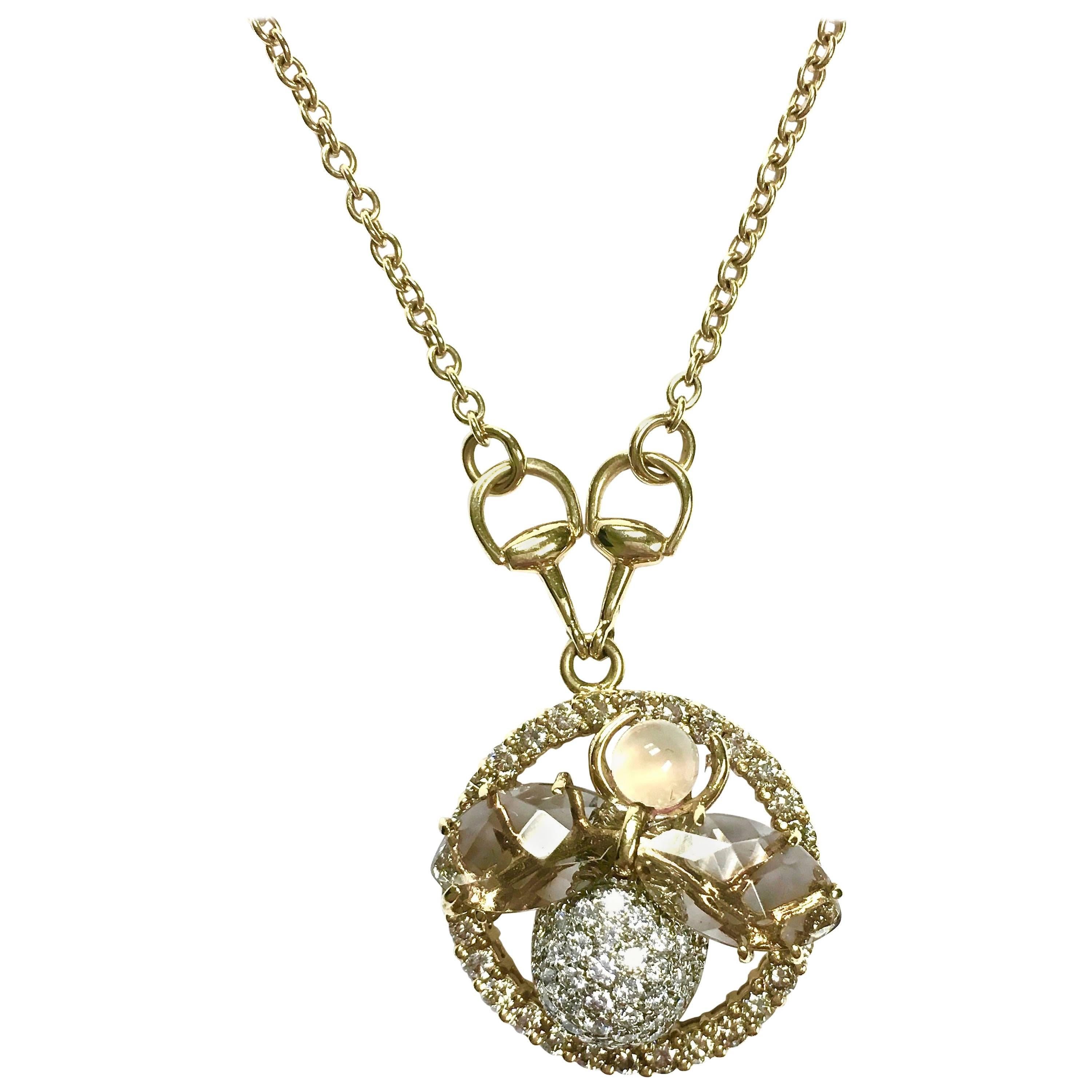 Gucci Flora Horsebit Diamond Necklace