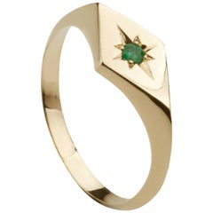 Ellie Air Kite Emerald Gold Signet Ring