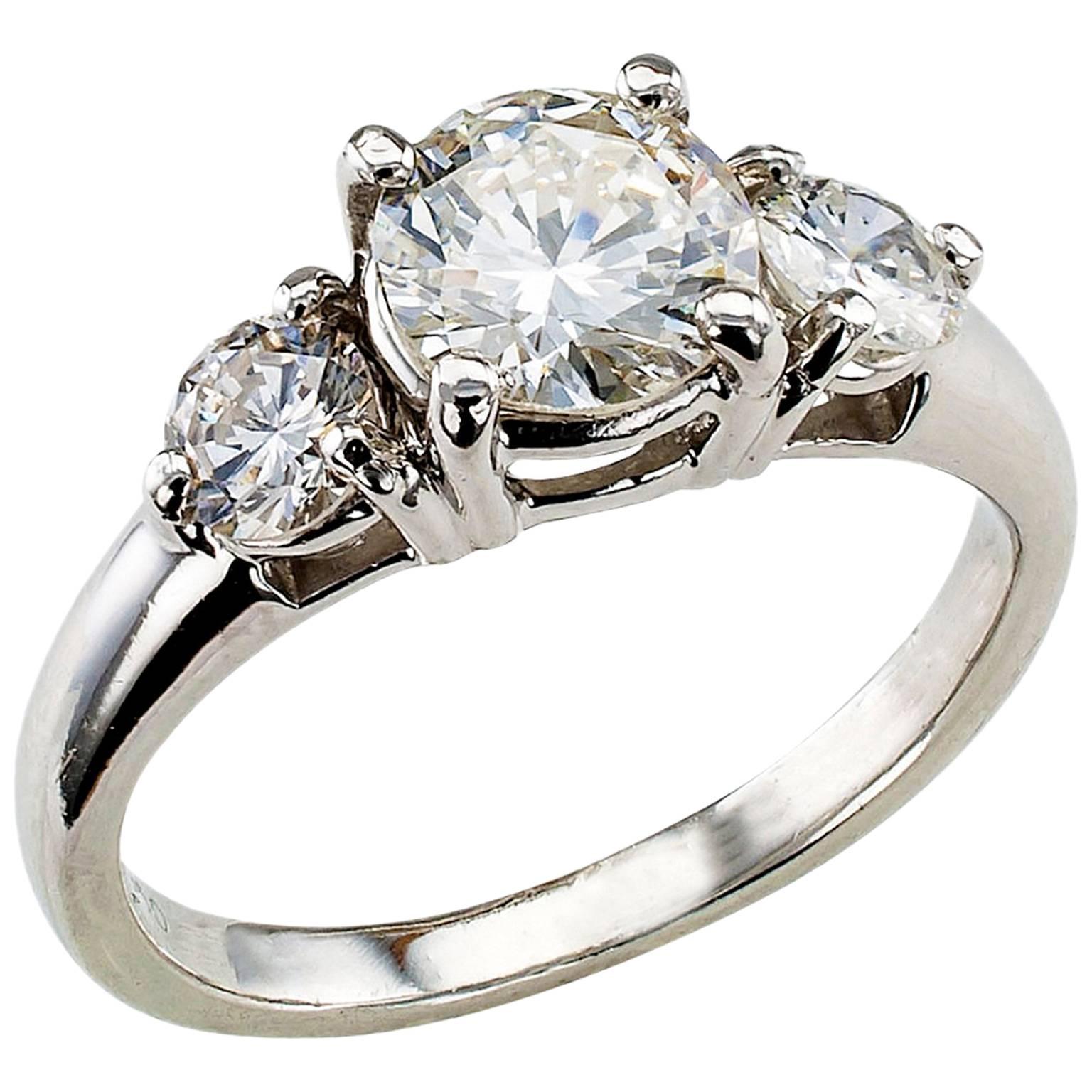 0.96 Carat Center Diamond Three-Stone Engagement Ring