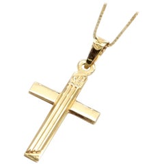 New 18 Carat Yellow Gold Cross and Necklace