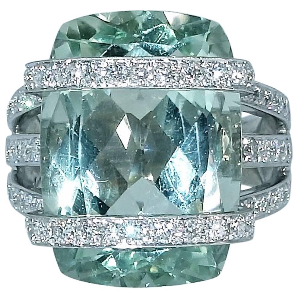 Diamond Aquamarine Ring