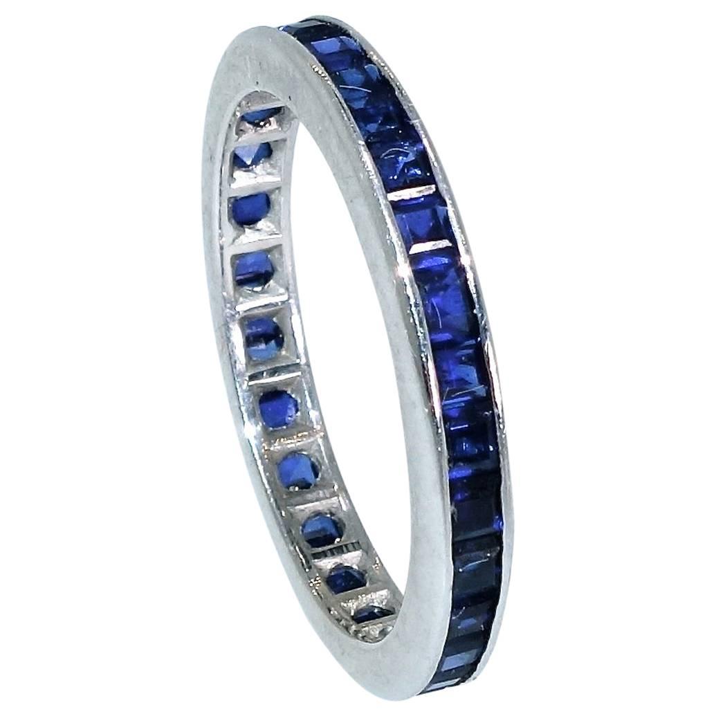 Sapphire and White Gold Eternity Band