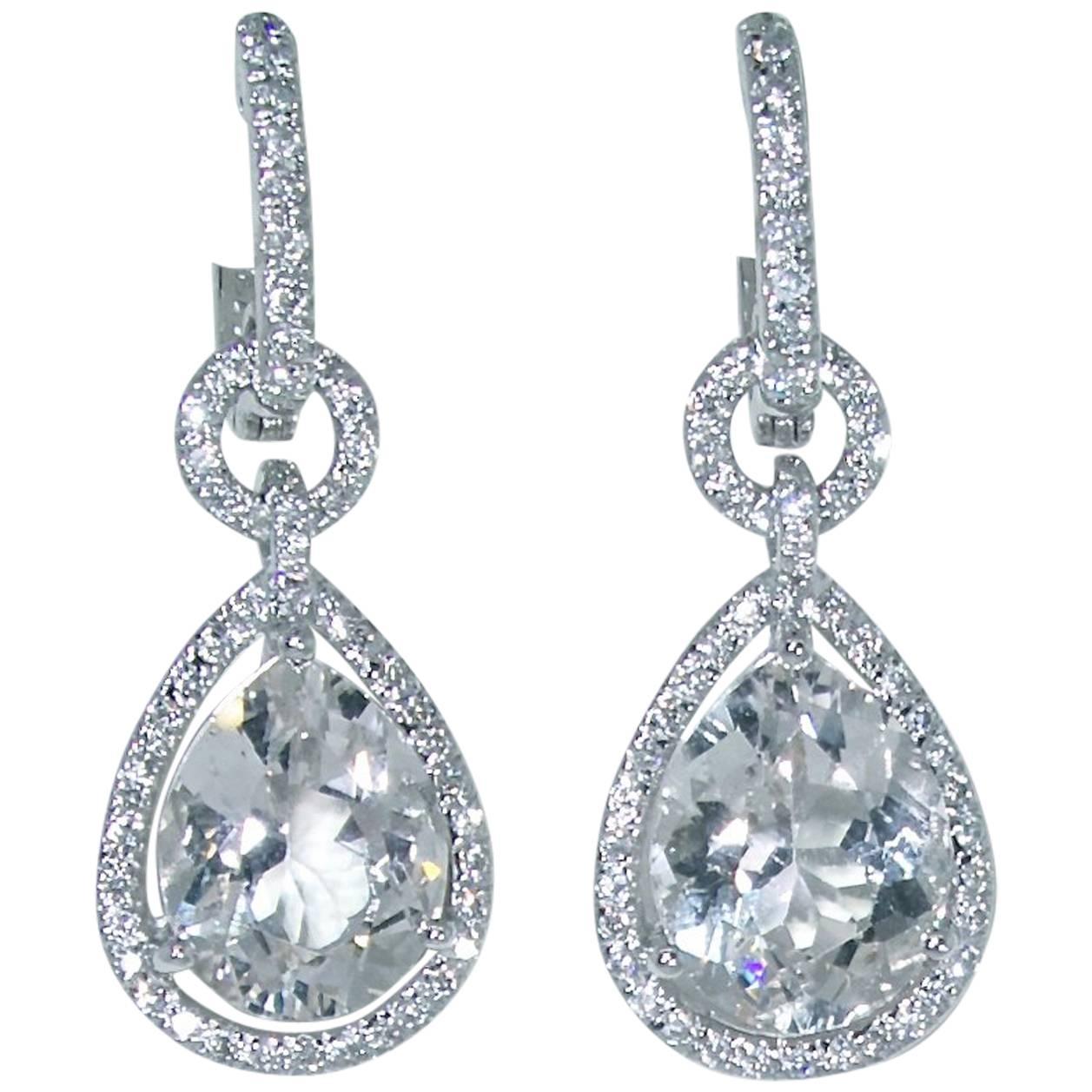 White Quartz Diamond Earrings