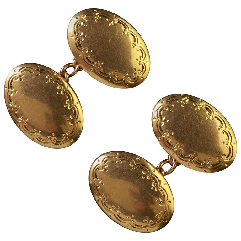 Antique Victorian Gold Cufflinks 15 Carat Double Cuffs, Birmingham