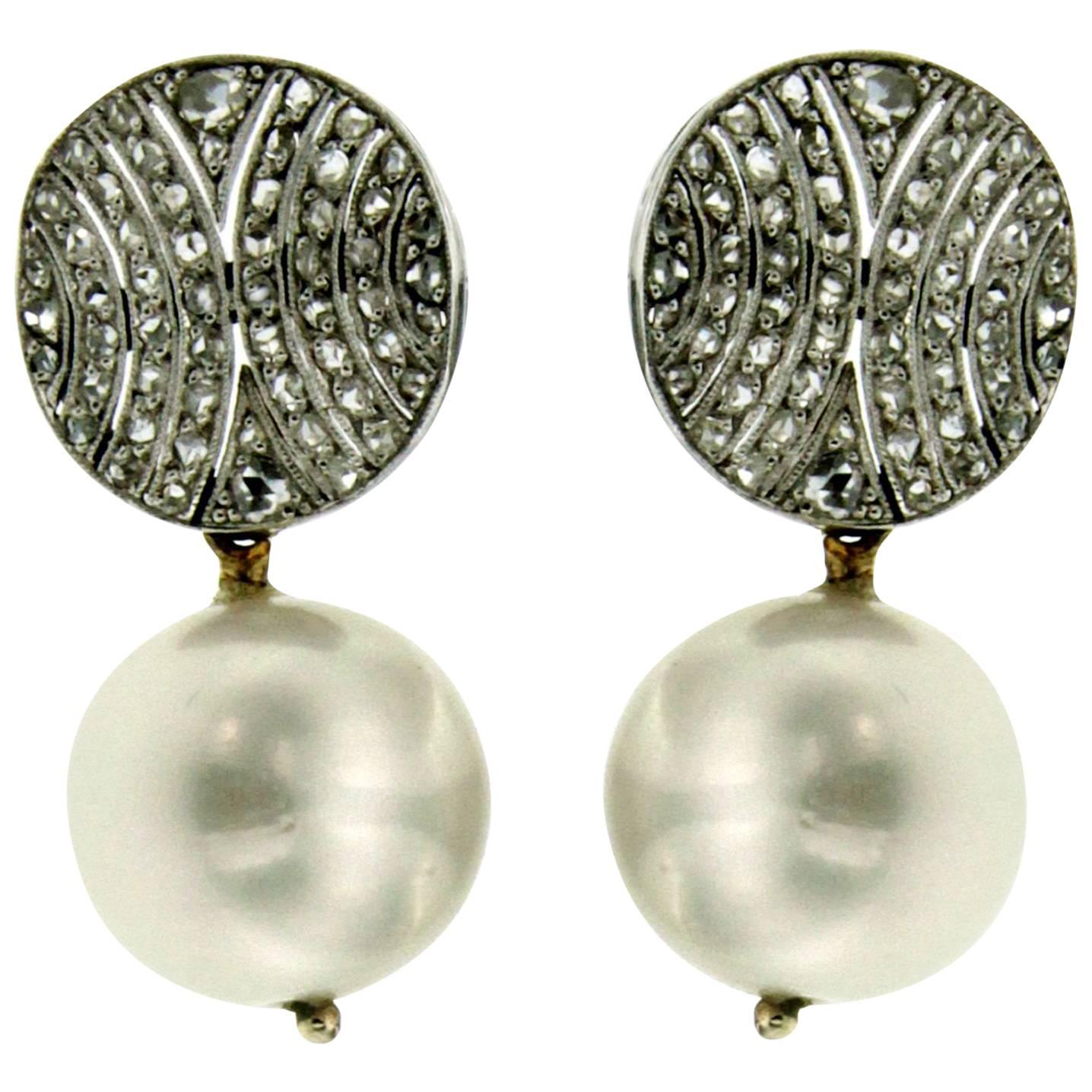 Pearls Diamond Gold Earrings