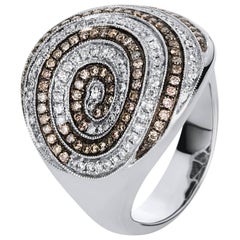 Carlos Udozzo 18 Karat White Gold Men Ladies Brown Diamonds Statement Ring