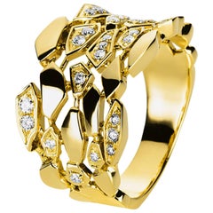 Carlos Udozzo 18 Karat Yellow Gold Ladies Diamond Statement / Cocktail Ring