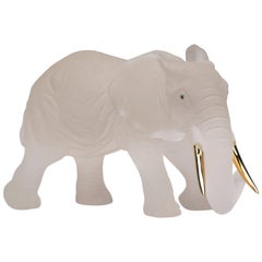 Rockcrystal Elephant with 18 Carat Yellow Gold Tusks