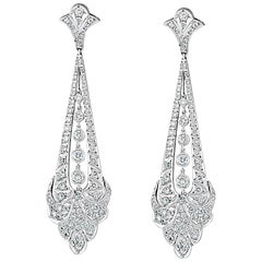 Ruby and Pave Diamond White Gold Drop Earrings For Sale at 1stdibs