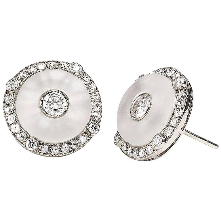 Rock Crystal and Diamond Earrings For Sale at 1stdibs