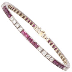 Ruby and Diamond Line Bracelet