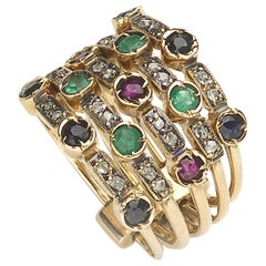 Multi Row Gemstone Ring