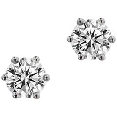 GIA Certified White Gold Brilliant Solitaire Earrings