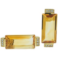 18 Karat Citrine and Diamond Earrings
