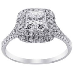 GIA Certified White Gold Halo Engagement Ring