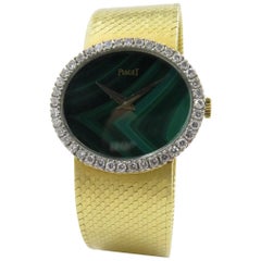 Piaget Yellow Gold Diamond Malachite Mechanical Wristwatch, circa 1970